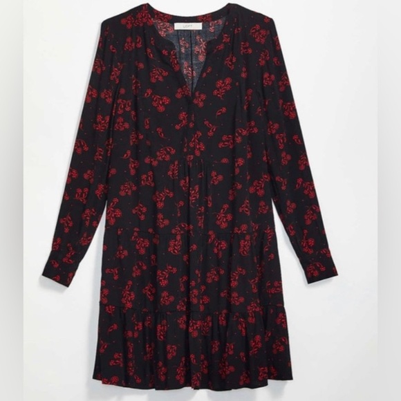 LOFT Dresses & Skirts - Loft Garden Split Neck Long Sleeve Dress